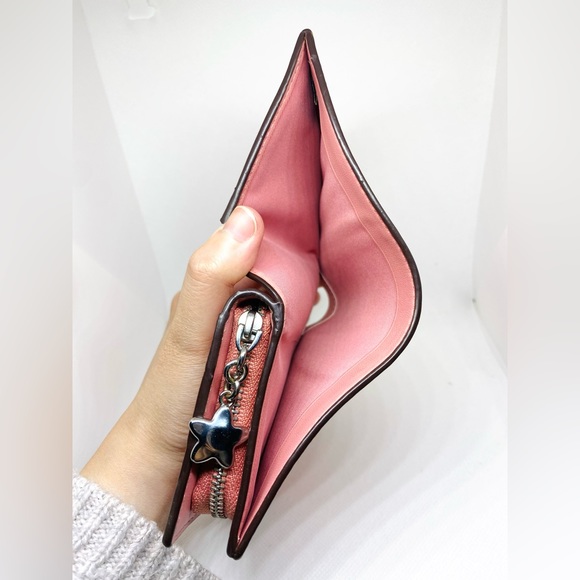 Coach Floral Print Pink Canvas Leather Bifold Wallet - Picture 7 of 7